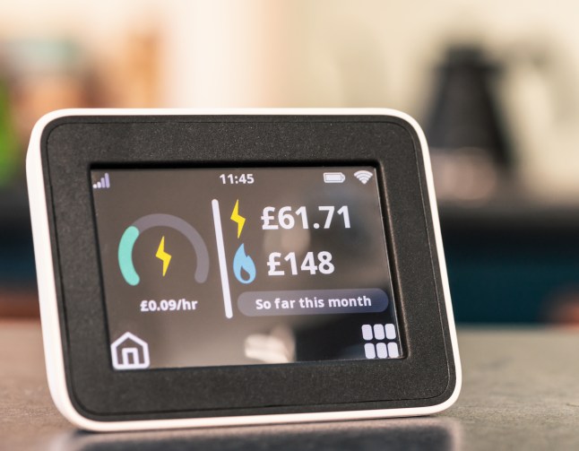 Home energy smartmeter showing expensive monthly figure