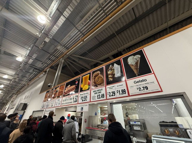 The food court at Costco, which is essentially a hatch in the wall with pictures and prices at the top