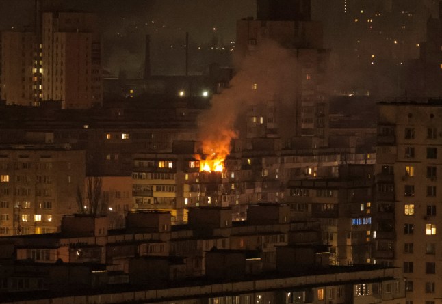 A view shows an apartment building hit by a Russian drone strike, amid Russia's attack on Ukraine, in Kyiv, Ukraine March 23, 2025. REUTERS/Stringer