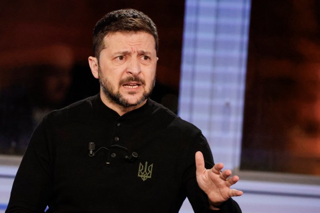 Ukraine's President Volodymyr Zelensky answers journalists during a TV special with European Broadcasting Union's medias at the Musee de L'Homme in Paris on March 26, 2025, on the eve of a summit with the 'coalition of the willing'. The summit of the "coalition of the willing" is held in Paris on March 27, 2025. (Photo by Ludovic MARIN / POOL / AFP) (Photo by LUDOVIC MARIN/POOL/AFP via Getty Images)