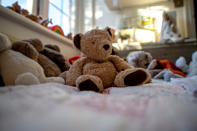 cuddly toy on a child's bed