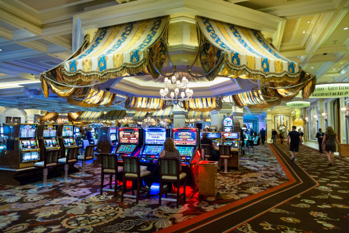 Bellagio Hotel, People playing slot machines