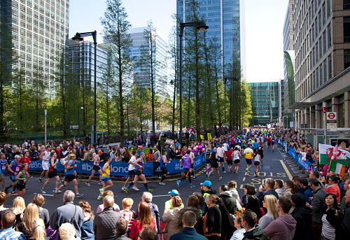 Runners on the road at the London Marathon.