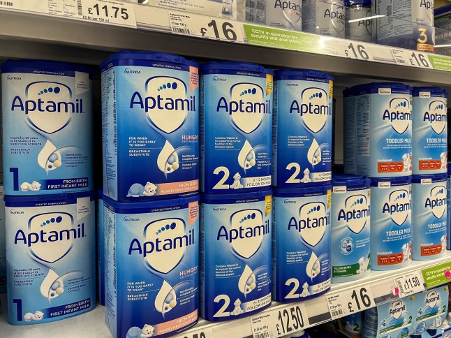 London, UK- April 28, 2022: Aptamil milk powder displayed on the shelves in a supermarket. Aptamil is a baby formula milk brand part of Danone. ; Shutterstock ID 2159525293; purchase_order: -; job: -; client: -; other: -