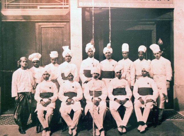 Mandatory Credit: Photo by Shutterstock (6072686o) Butlers and kitchen staff of the Veeraswamy Restaurant 1927 Veeraswamy Restaurant is oldest Indian restaurant in the country, London, UK - 03 Oct 2016 The Veeraswamy Restaurant in London's Picaddilly is the oldest Indian restaurant in the country. Earlier this year the establishment marked its 90th birthday and it has just been awarded its first Michelin star
