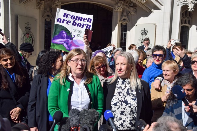 Mandatory Credit: Photo by Vuk Valcic/ZUMA Press Wire/Shutterstock (15256354f) Campaigners celebrate outside the Supreme Court as it rules that the legal definition of woman is based on biological sex. Supreme Court Rules On The Legal Defintion Of Woman, London, England, United Kingdom - 16 Apr 2025