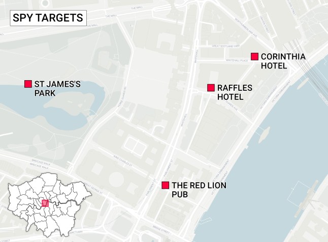 Map of places feared to be bugged by Chinese spies Metro graphics