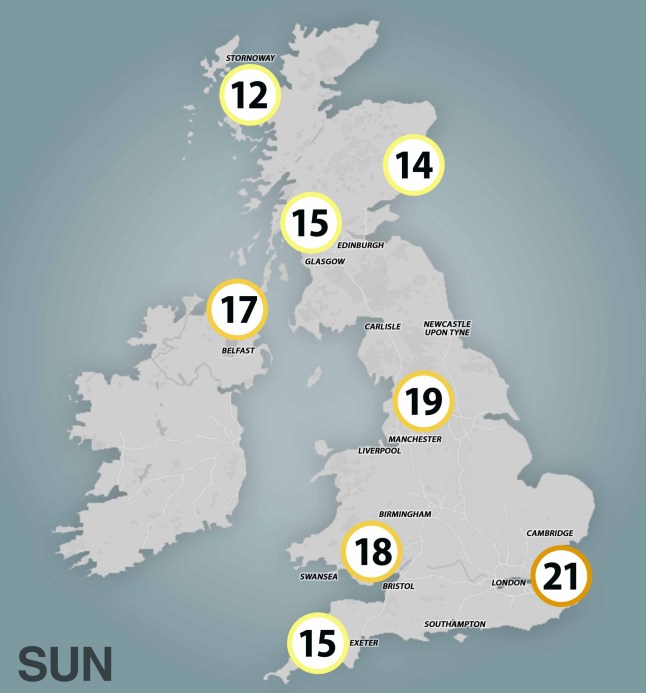 weekend weather temperature map